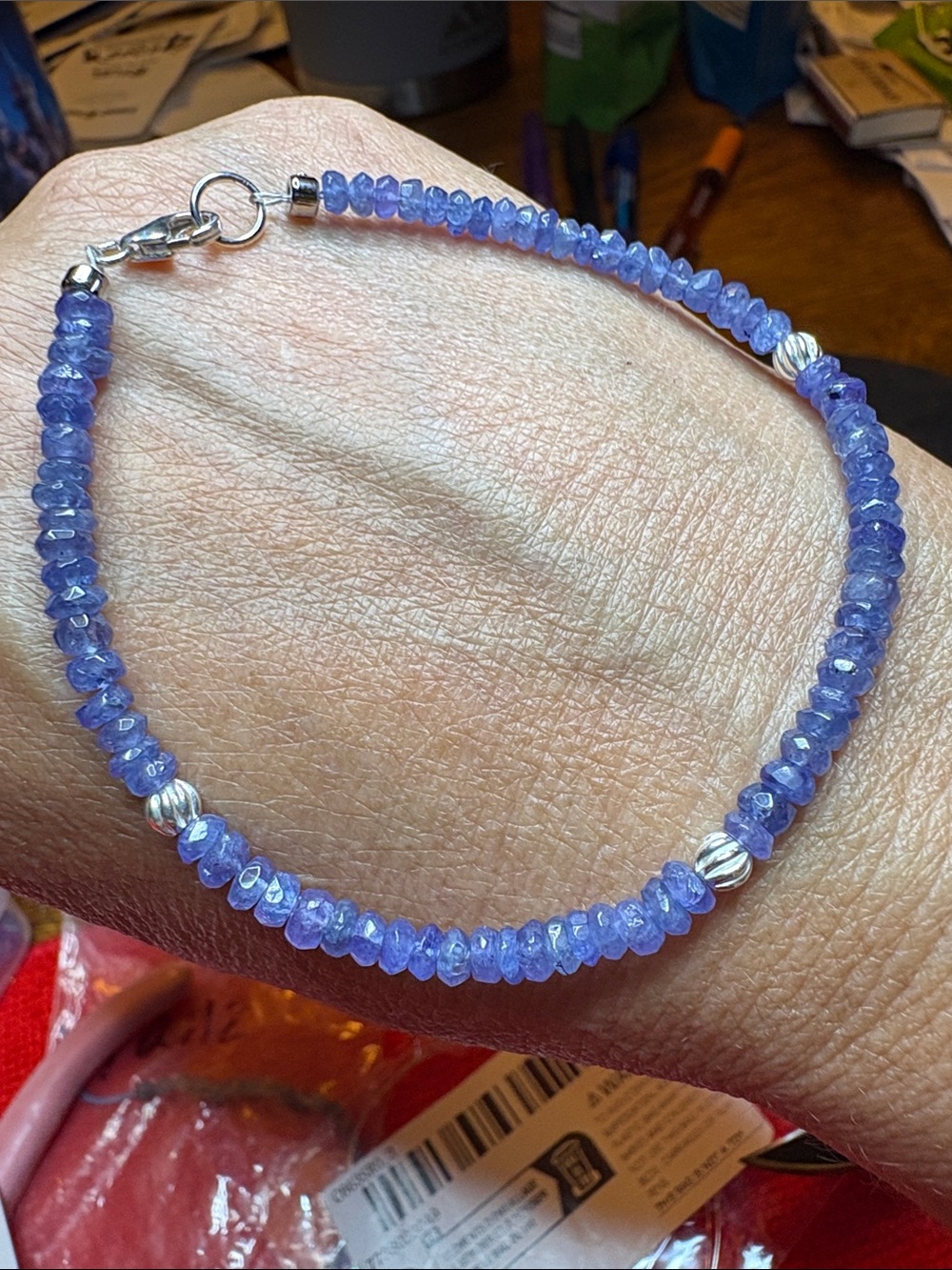 Tanzanite & sterling silver bracelet Handmade